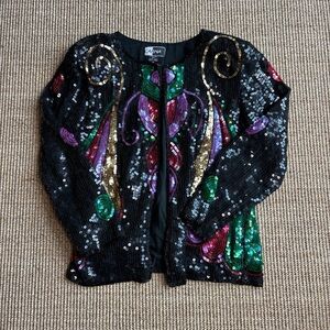 Vintage Carina Silk Sequin Jacket Size Small